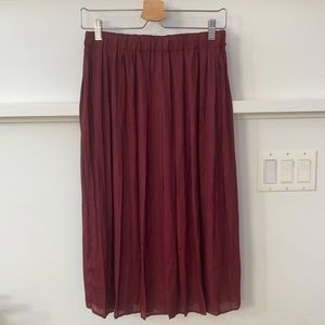 Burgundy H&M Pleated Midi Skirt